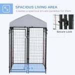 Large Outdoor Dog Kennel Galvanized Steel Fence with UV-Resistant Oxford Cloth Roof & Secure Lock 48" x 48" - Image 4