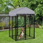 Large Outdoor Dog Kennel Galvanized Steel Fence with UV-Resistant Oxford Cloth Roof & Secure Lock 48" x 48" - Image 2