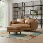 Lennox Leather Sofa with Ottoman – Brown