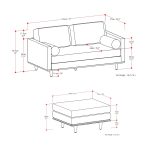 Lennox Leather Sofa with Ottoman – Brown - Image 3
