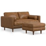 Lennox Leather Sofa with Ottoman – Brown - Image 8