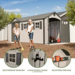 Lifetime 8 x 17.5 ft. Dual Entry Outdoor Storage Shed, Tan (Model 60213) - Image 7