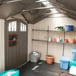 Lifetime 8 x 17.5 ft. Dual Entry Outdoor Storage Shed, Tan (Model 60213) - Image 5