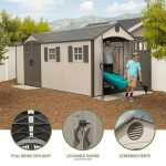 Lifetime 8 x 17.5 ft. Dual Entry Outdoor Storage Shed, Tan (Model 60213) - Image 2