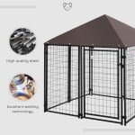 Lockable Dog House Kennel with Water-resistant Roof for Small and Medium Sized Pets, 4.6' x 4.6' x 5' - Image 6
