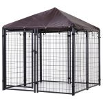 Lockable Dog House Kennel with Water-resistant Roof for Small and Medium Sized Pets, 4.6' x 4.6' x 5'