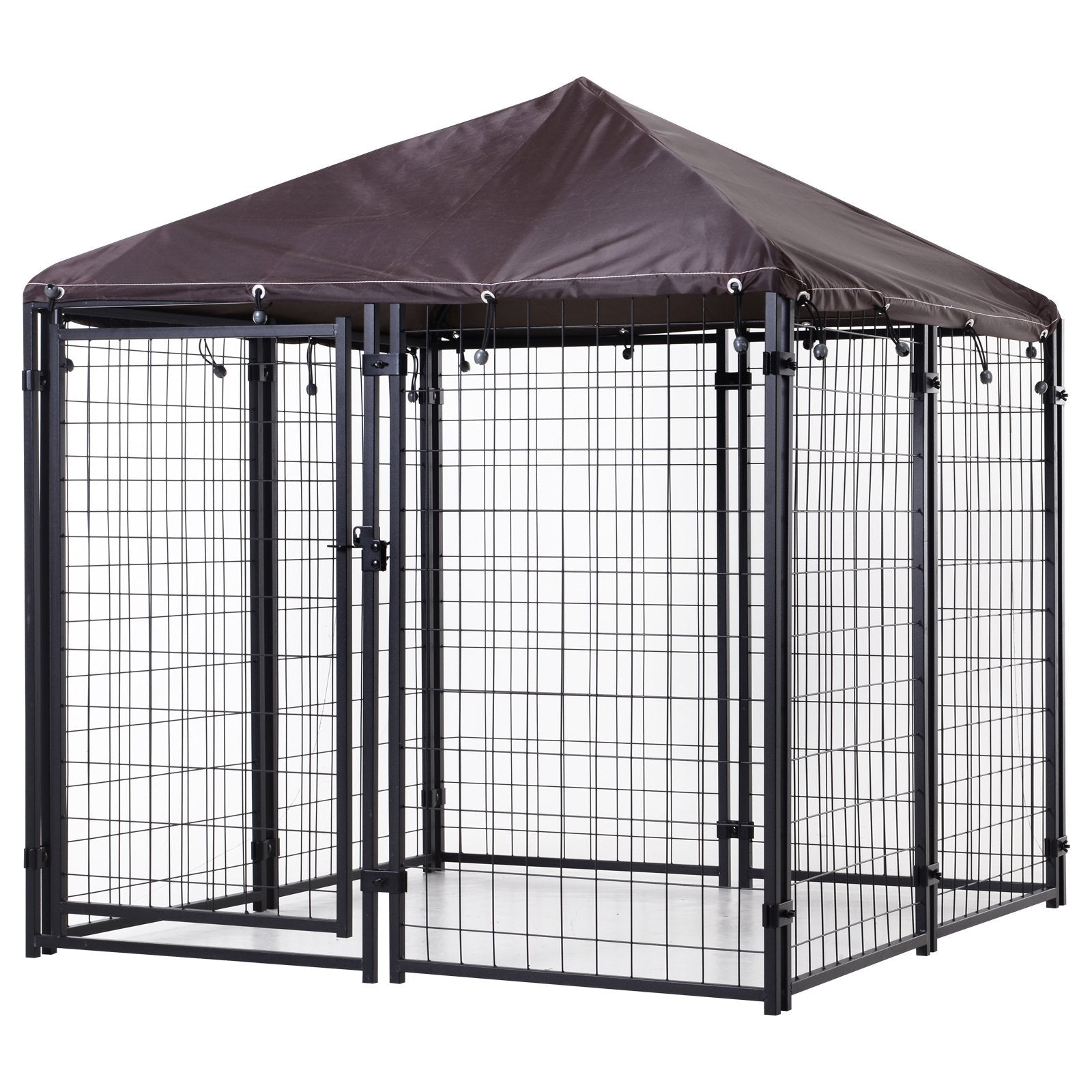 lockable-dog-house-kennel-with-water-resistant-roof-for-small-and-medium-sized-pets-46-x-46-x-5-3842727-1 Lockable Dog House Kennel with Water-resistant Roof for Small and Medium Sized Pets, 4.6' x 4.6' x 5' - Image 1