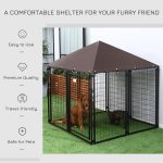 Lockable Dog House Kennel with Water-resistant Roof for Small and Medium Sized Pets, 4.6' x 4.6' x 5' - Image 5