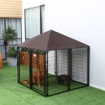 Lockable Dog House Kennel with Water-resistant Roof for Small and Medium Sized Pets, 4.6' x 4.6' x 5' - Image 2