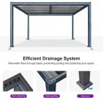 Louvered Pergola 10′ x 14′ Aluminum Pergola w/Independent Roof | 70 mph for stability, Reinforced beams add strength, Hidden drainage keeps dry, Independent louvers customize shade - Image 6