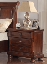 McFerran B608 Storage Sleigh Bedroom Set in Cherry - 2-Drawer Footboard and Bun Feet - Image 5