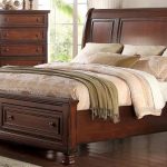 McFerran B608 Storage Sleigh Bedroom Set in Cherry - 2-Drawer Footboard and Bun Feet