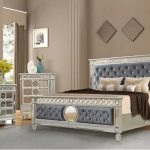 McFerran Home Furnishing B1689 Silver & Grey Velvet Bedroom Set