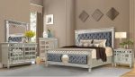 McFerran Home Furnishing B1689 Silver & Grey Velvet Bedroom Set