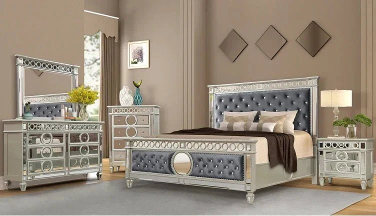 mcferran-home-furnishing-b1689-silver-grey-velvet-bedroom-set-1698176 McFerran Home Furnishing B1689 Silver & Grey Velvet Bedroom Set - Image 1