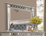 McFerran Home Furnishing B1689 Silver & Grey Velvet Bedroom Set - Image 2