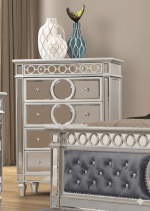 McFerran Home Furnishing B1689 Silver & Grey Velvet Bedroom Set - Image 4