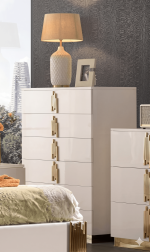 McFerran Home Furnishing B2001 Modern White & Gold Frame Bedroom Set - Image 5