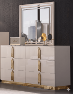 McFerran Home Furnishing B2001 Modern White & Gold Frame Bedroom Set - Image 2