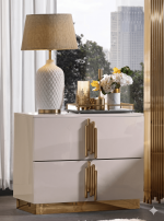 McFerran Home Furnishing B2001 Modern White & Gold Frame Bedroom Set - Image 4