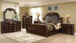 McFerran Home Furnishing B9500 Amber Dark Cherry Tufted Bedroom Set