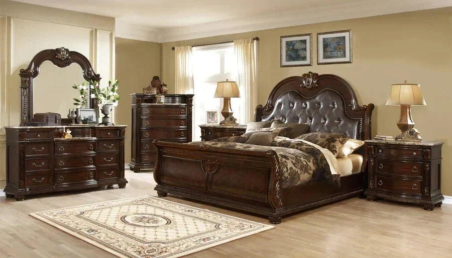 mcferran-home-furnishing-b9500-amber-dark-cherry-tufted-bedroom-set-2256154 McFerran Home Furnishing B9500 Amber Dark Cherry Tufted Bedroom Set - Image 1