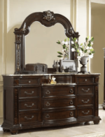 McFerran Home Furnishing B9500 Amber Dark Cherry Tufted Bedroom Set - Image 4