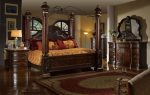 McFerran Home Furnishings B6005 Canopy Bedroom Set – Traditional Carved Solid Wood in Rich Brown Finish - Image 2