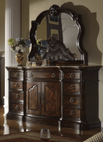 McFerran Home Furnishings B6005 Canopy Bedroom Set – Traditional Carved Solid Wood in Rich Brown Finish - Image 3