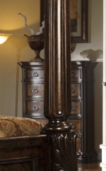 McFerran Home Furnishings B6005 Canopy Bedroom Set – Traditional Carved Solid Wood in Rich Brown Finish - Image 6