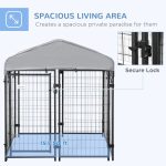 Medium-sized Outdoor Dog Kennel Galvanized Steel Fence with UV-Resistant Oxford Cloth Roof & Secure Lock 47.25" x 47.25" x 54.25" - Image 4