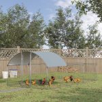 Metal Chicken Coop, Walkin Chicken Runs, Duck Rabbit Enclosure Pen, Outdoor Poultry Cage with Waterproof and Anti-UV Cover for Backyard, Farm, (1" Diameter, 18.7'L x 9.2'W x 6.4'H) - Image 2