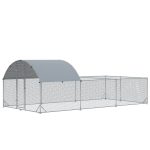 Metal Chicken Coop, Walkin Chicken Runs, Duck Rabbit Enclosure Pen, Outdoor Poultry Cage with Waterproof and Anti-UV Cover for Backyard, Farm, (1" Diameter, 18.7'L x 9.2'W x 6.4'H)