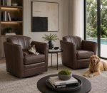 Mila Leather Swivel Chair - Image 6