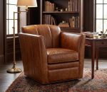 Mila Leather Swivel Chair - Image 9