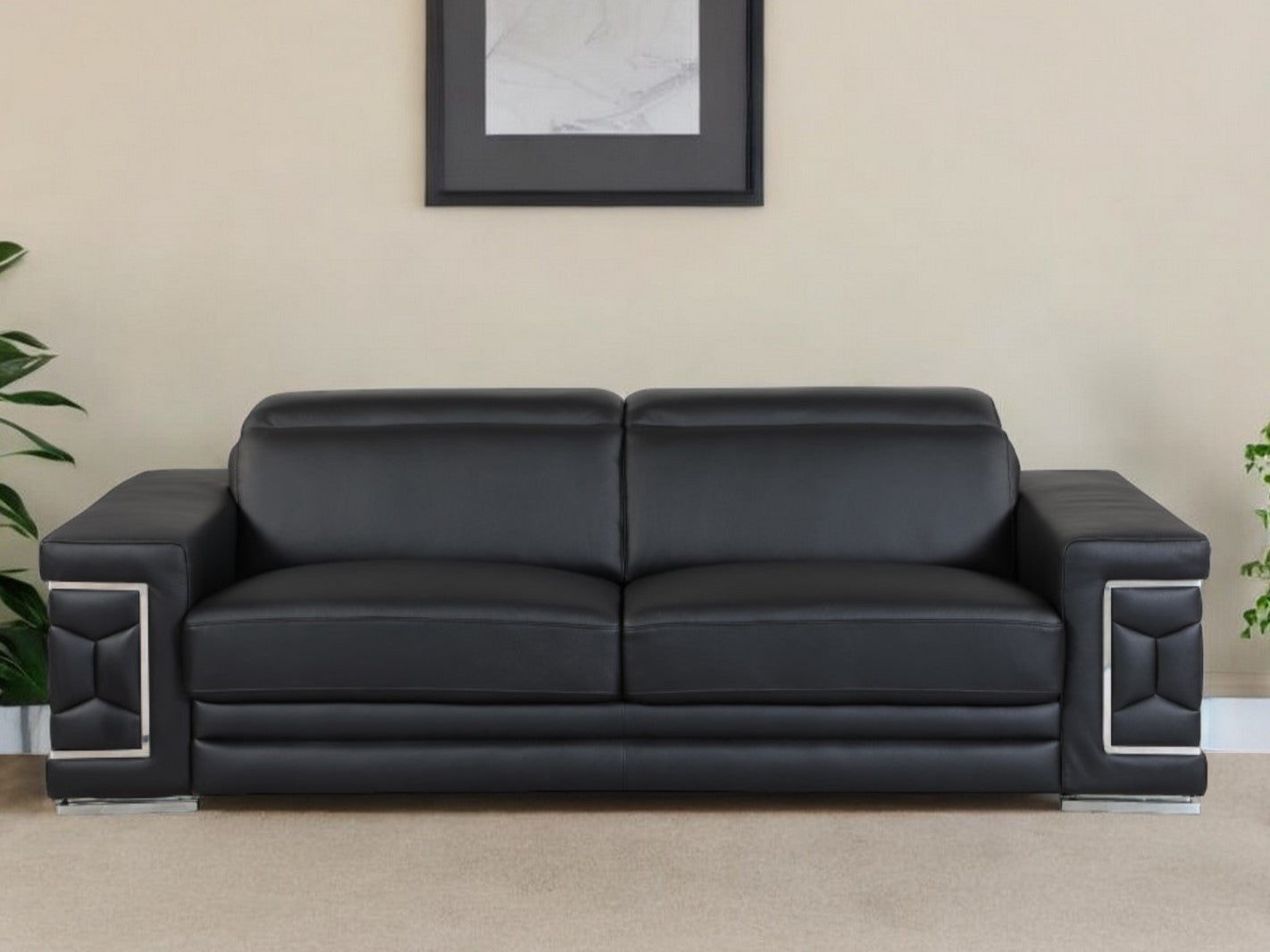 milan-leather-sofa-black-2665653 Milan Leather Sofa - Black - Image 1