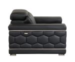 Milan Leather Sofa - Black - Image 6