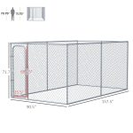 Outdoor Dog Kennel Galvanized Chain Link Fence Heavy Duty Pet Run House Chicken Coop with Secure Lock Mesh Sidewalls for Backyard, Silver - Image 3
