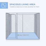 Outdoor Dog Kennel Galvanized Chain Link Fence Heavy Duty Pet Run House Chicken Coop with Secure Lock Mesh Sidewalls for Backyard, Silver - Image 4