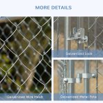 Outdoor Dog Kennel Galvanized Chain Link Fence Heavy Duty Pet Run House Chicken Coop with Secure Lock Mesh Sidewalls for Backyard, Silver - Image 6