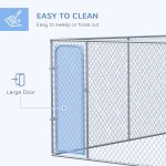 Outdoor Dog Kennel Galvanized Chain Link Fence Heavy Duty Pet Run House Chicken Coop with Secure Lock Mesh Sidewalls for Backyard, Silver - Image 5