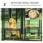 Outdoor Dog Kennel, Lockable Pet Playpen Crate, Welded Wire Steel Fence, with Water-, UV-Resistant Canopy, Rotating Bowl Holders, Door - Image 5