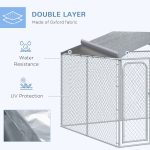 Outdoor Metal Dog Kennel, Pet Playpen with Steel Lock, Mesh Sidewalls and Cover for Backyard & Patio, 9.8' x 9.8' x 7.7' - Image 5