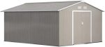 Outsunny 11′ x 13′ Outdoor Storage Shed, Garden Tool Metal Shed with Foundation Kit, Double Lockable Door, Air Vents and Slopings Roofs, for Backyard, Patio, Lawn, Light Grays - Image 4