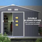 Outsunny Outdoor Storage Shed Dark Gray 11’×13′ Galvanized Steel - Image 7