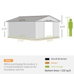 Outsunny Outdoor Storage Shed White 11′ x 13′ Galvanized Steel - Image 5