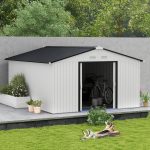 Outsunny Outdoor Storage Shed White 11′ x 13′ Galvanized Steel - Image 4