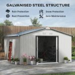 Outsunny Outdoor Storage Shed White 11’×13′ Galvanized Steel - Image 5
