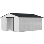 Outsunny Outdoor Storage Shed White 11’×13′ Galvanized Steel - Image 10