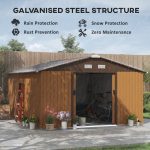 Outsunny Outdoor Storage Shed Yellow 11′ x 13′ Galvanized Steel - Image 6